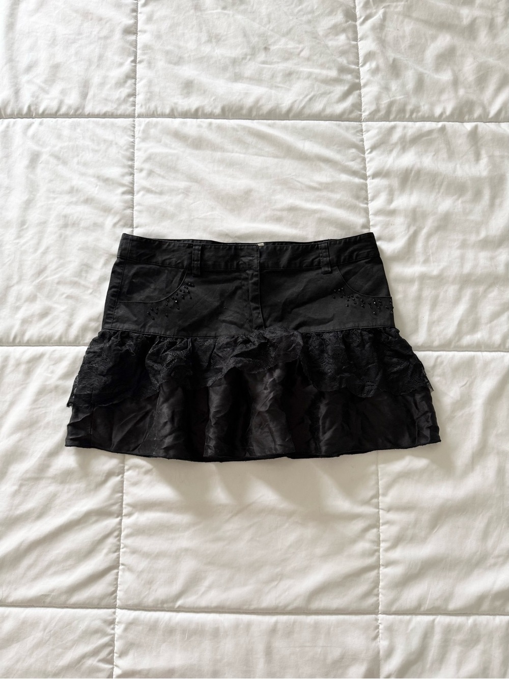 Buffalo black cotton silk lace mini skirt